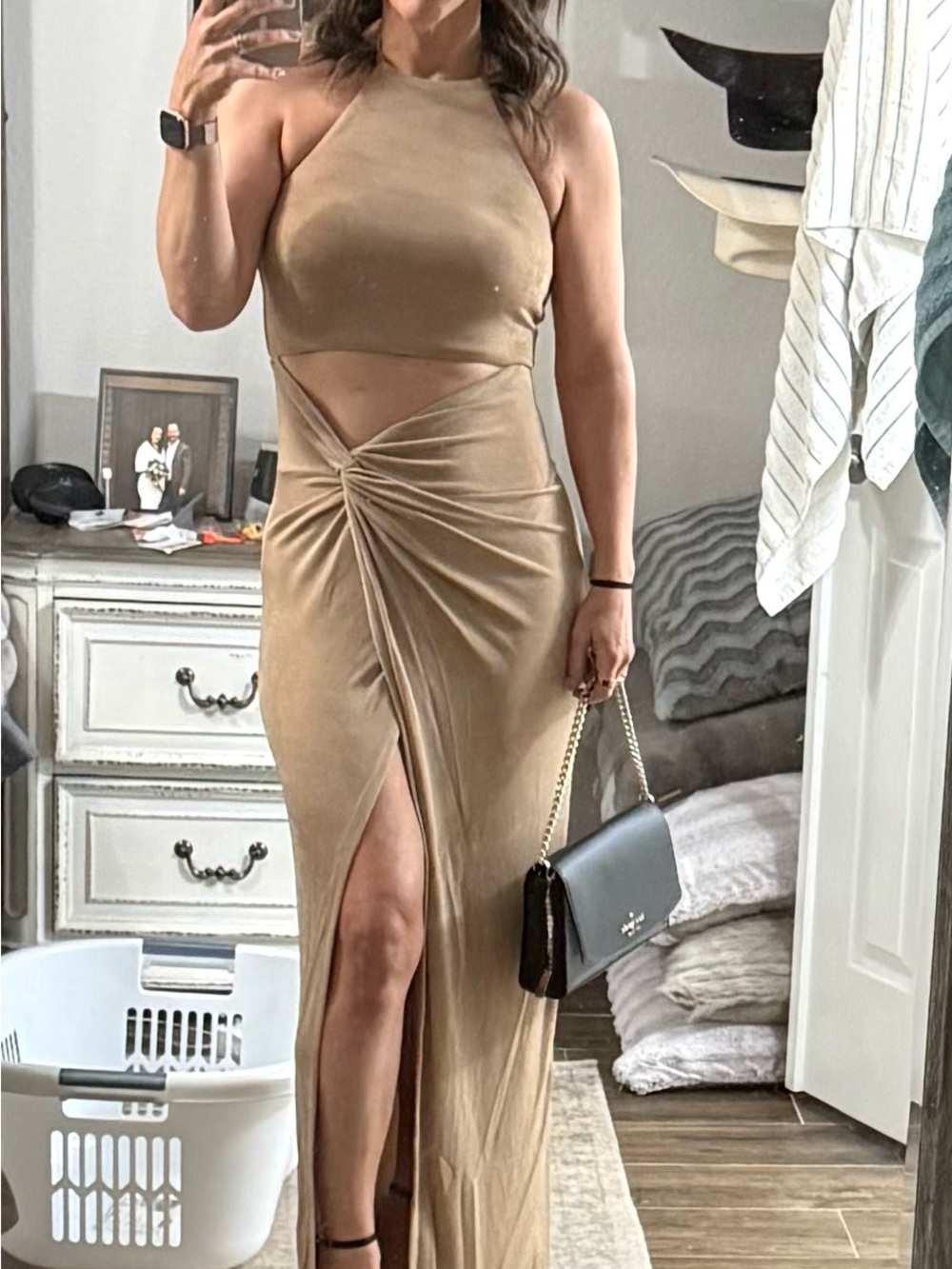 Sleeveless Halter Cutout Twist Front Maxi Dress